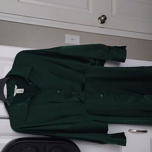 H&M Dark Green Casual Button Down Midi Dress